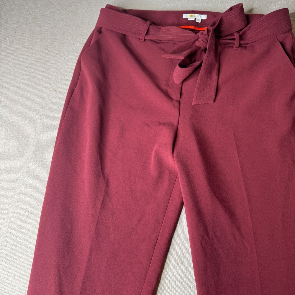 Boden Womens Burgundy Hampshire 7/8 Trousers Tie Waist Straight Leg Pants US 14R